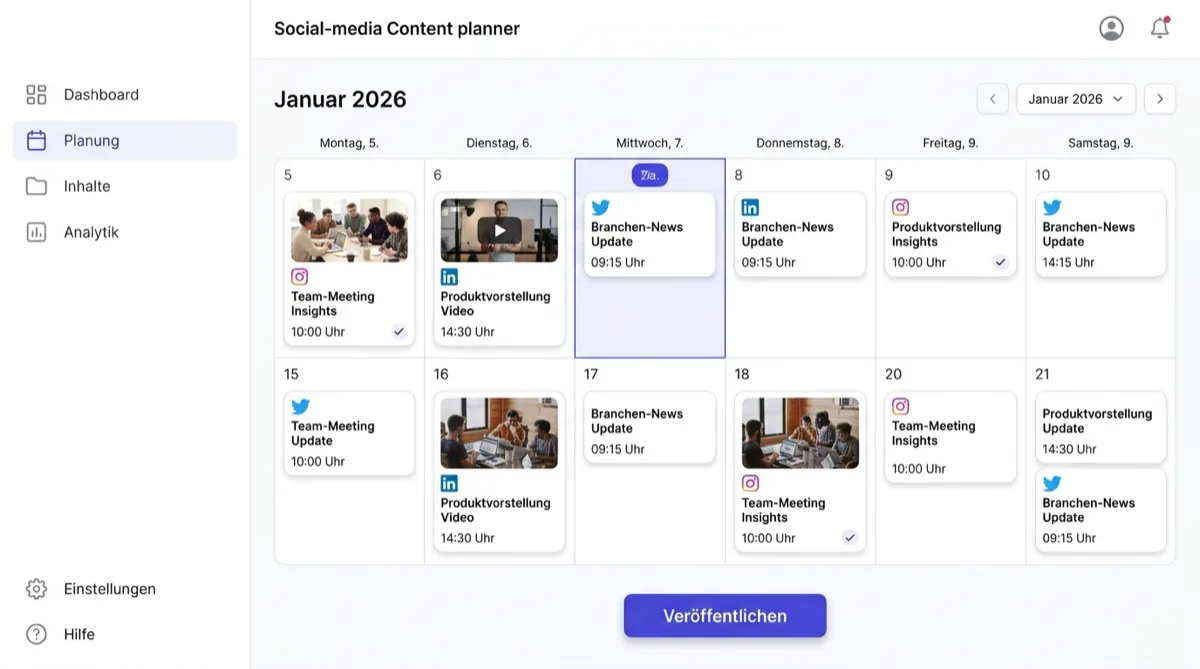Social-Media Content Planer mit Wochenübersicht